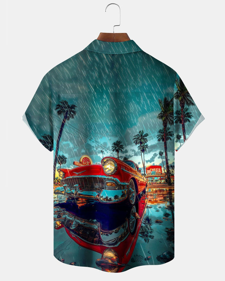 Alohadaddy® Hawaiian Rainy Car Print Art Stretch Men&