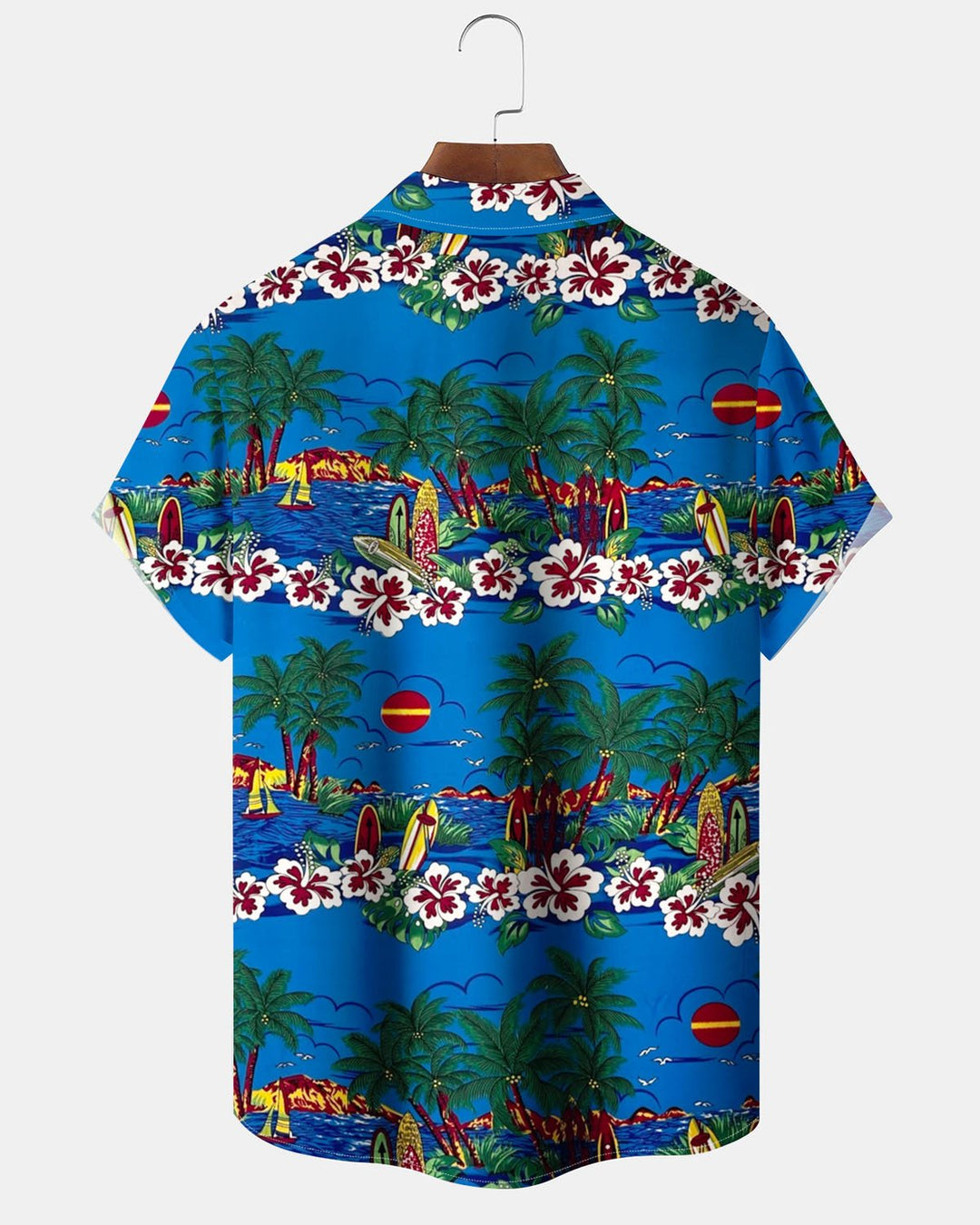 Alohadaddy® Hawaiian Beach Vacation Print Art Pocket Button Stretch Men&