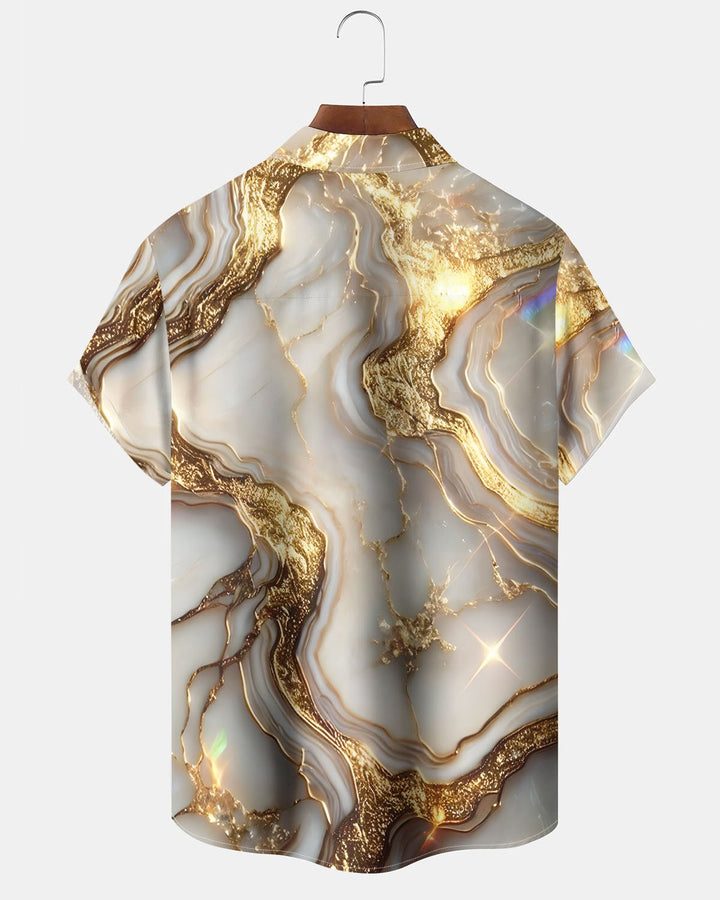 Alohadaddy® Casual Marble Print Art Pocket Stretch Men&