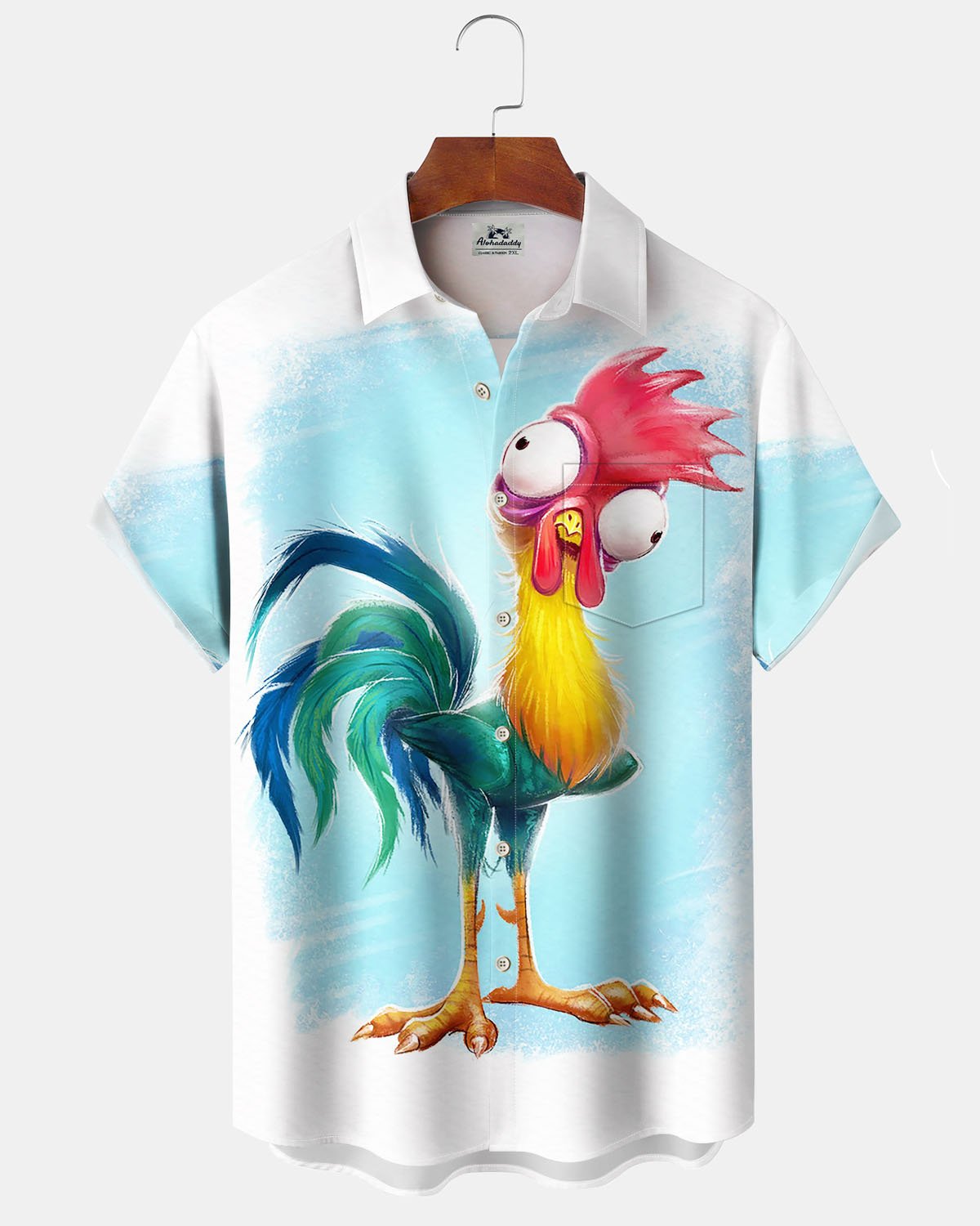 Alohadaddy® Casual Cartoon Rooster Graffiti Print Men's Short-Sleeve Shirt Big & Tall