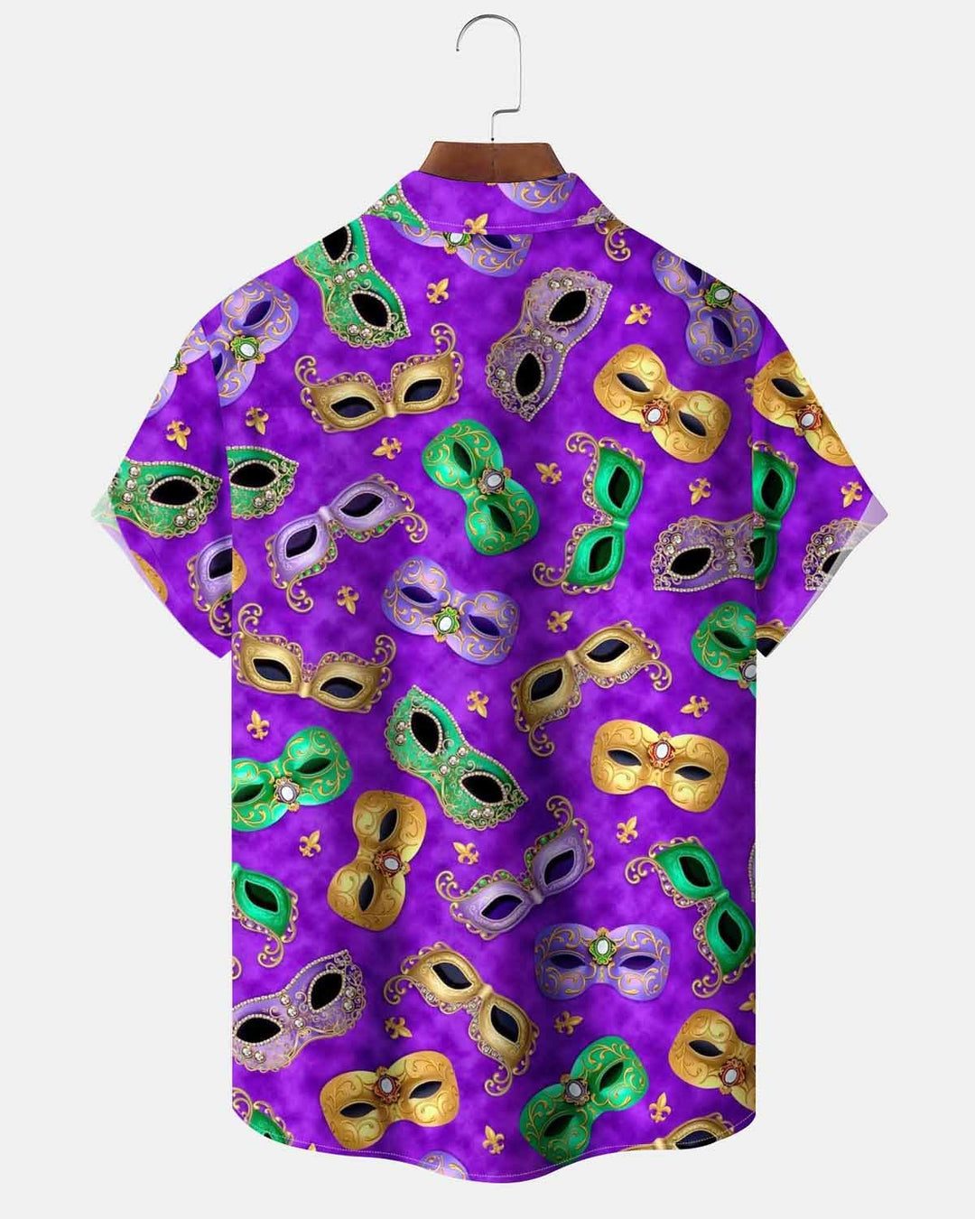 Alohadaddy® Holiday Carnival Mask Print Art Pocket Button Cardigan Men&