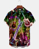 Alohadaddy® Retro Guitar Rock Print Art Pocket Button Men's Short Sleeve Shirt Big & Tall