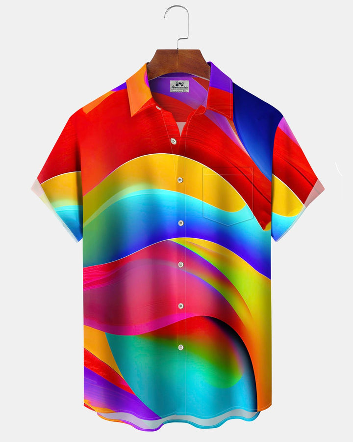 Alohadaddy® Casual Abstract Print Art Button Cardigan Pocket Men&