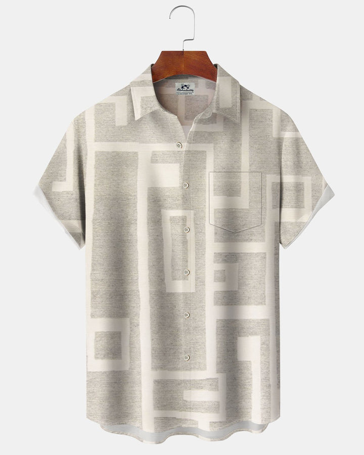 Alohadaddy® Casual Geometric Print Art Button Pocket Cardigan Men&