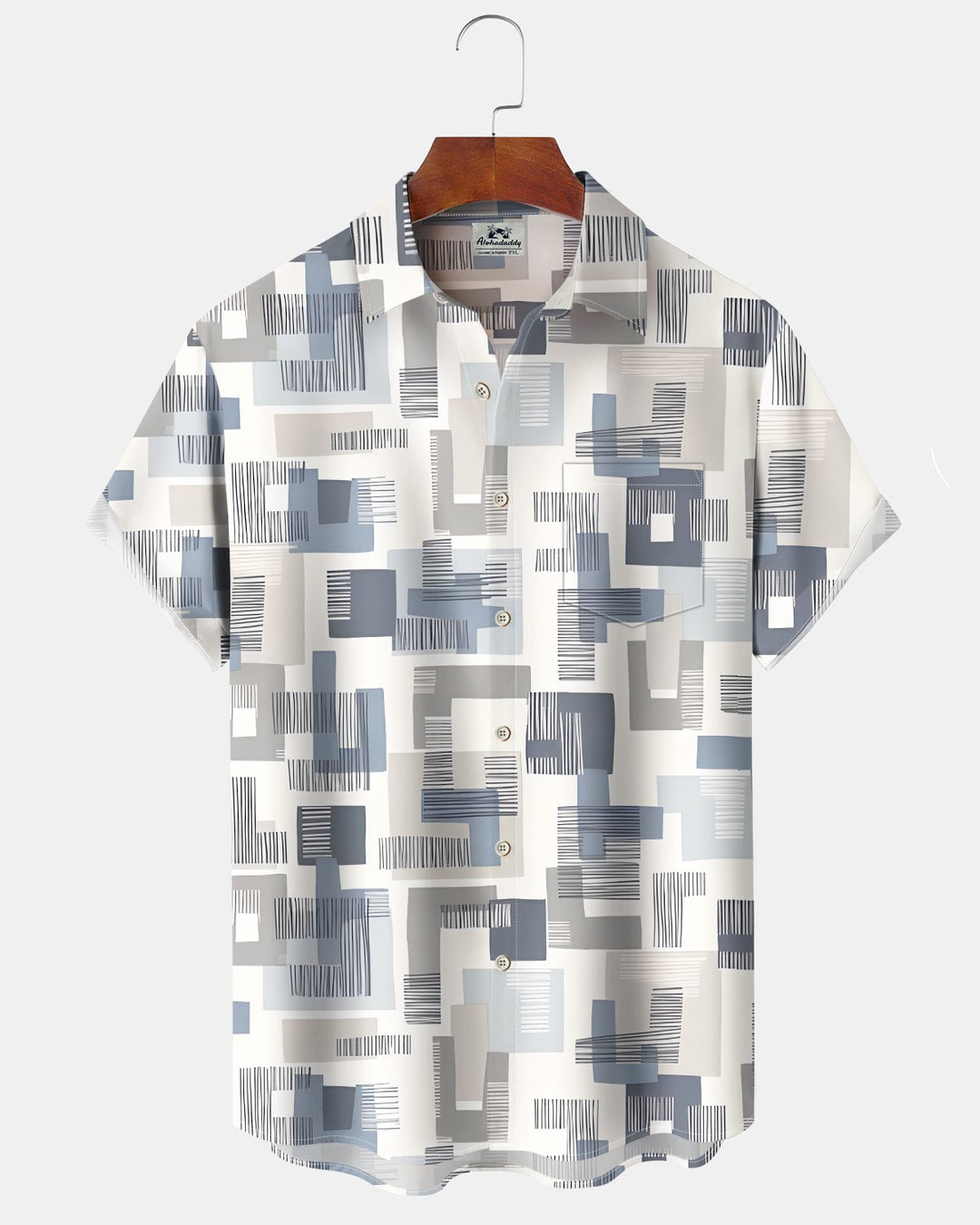 Alohadaddy® Casual Abstract Print Art Button Pocket Cardigan Men&