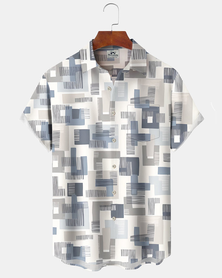 Alohadaddy® Casual Abstract Print Art Button Pocket Cardigan Men&