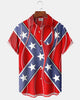 Alohadaddy® Casual Confederate Flag Print Art  Button Pocket Cardigan Men's Short Sleeve Shirt Big & Tall