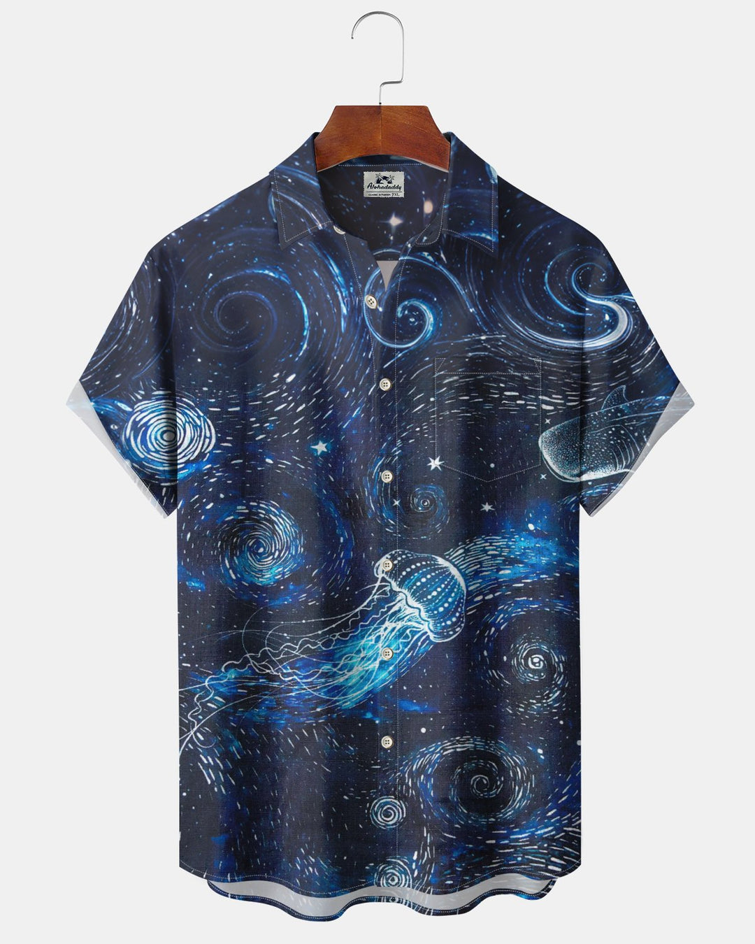 Alohadaddy® Casual Starry Sky Jellyfish Print Artistic Button Pocket Cardigan Men&