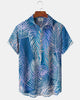 Alohadaddy® Hawaiian Palm Leaf Print Art Button Pocket Cardigan Men's Short Sleeve Shirt