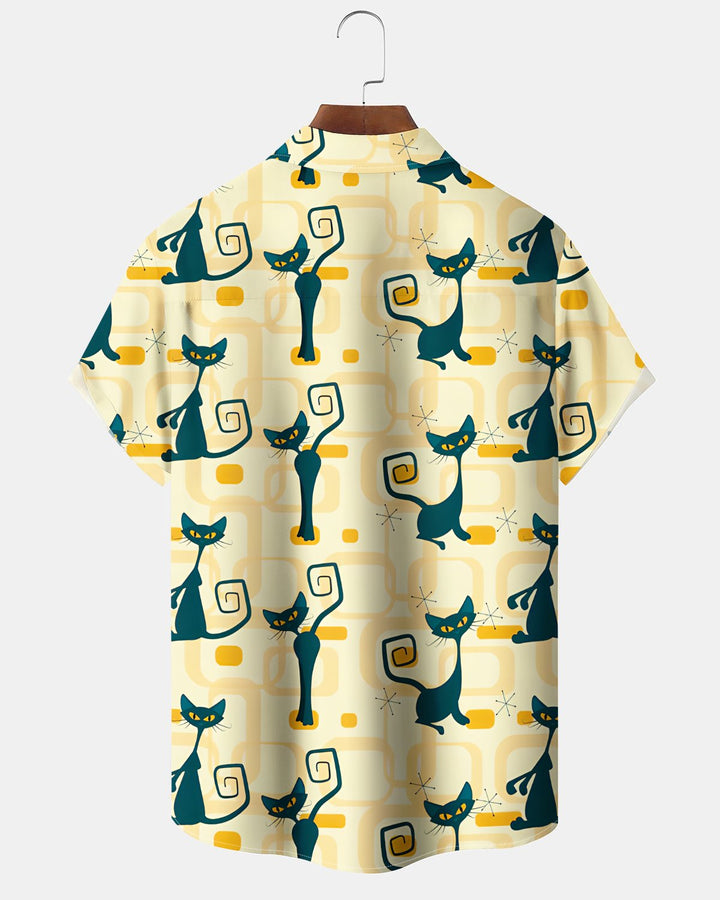 Alohadaddy® Casual Atomic Print Art Button Pocket Cardigan Men&
