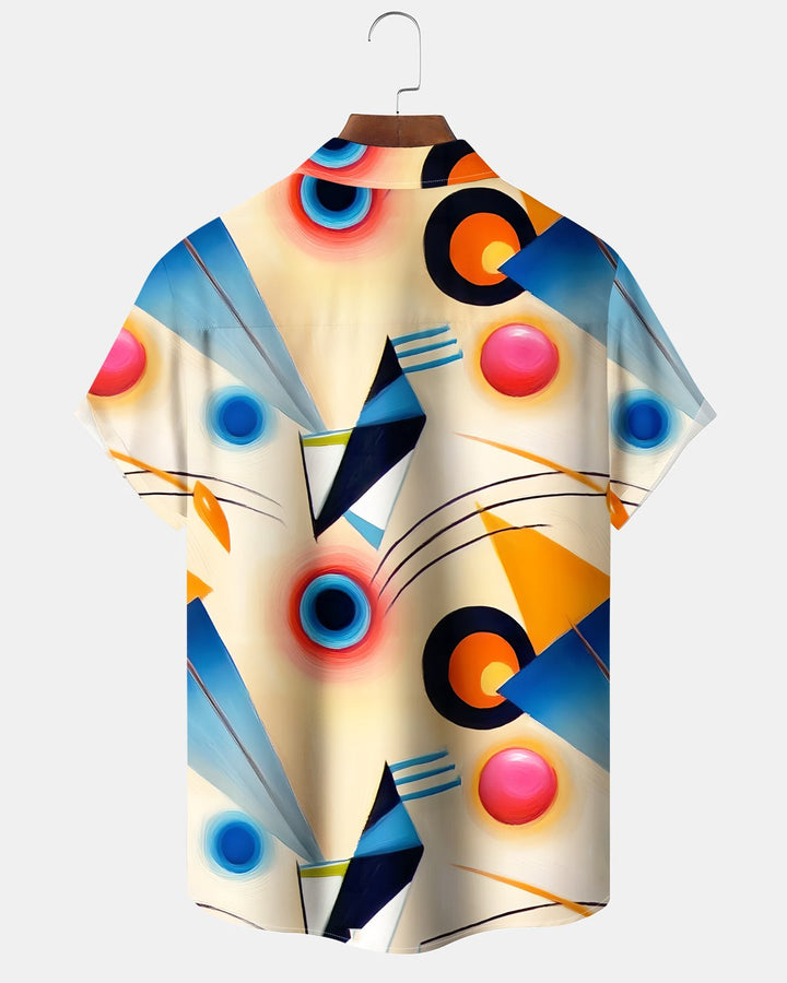 Alohadaddy® Casual Geometric Print Art Button Pocket Cardigan Men&