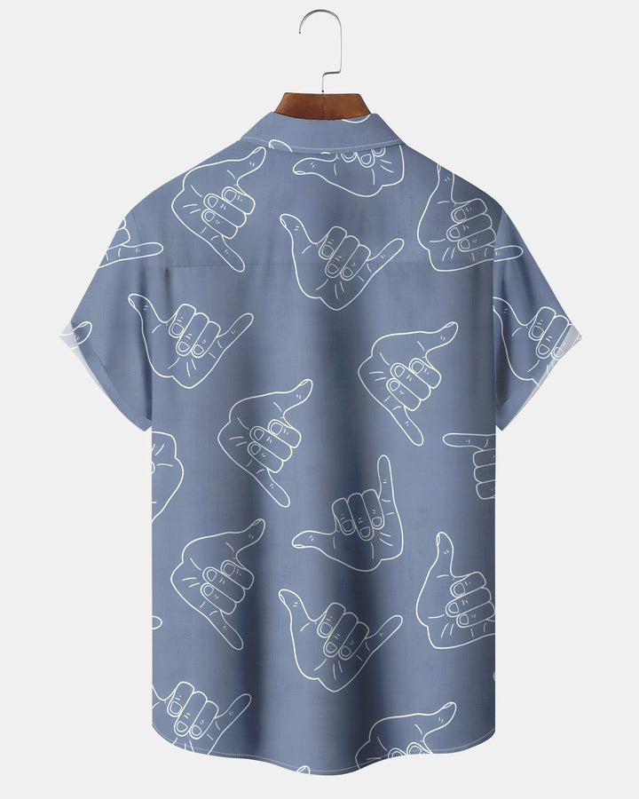 Alohadaddy® Casual Gesture Print Art Button Pocket Cardigan Men&