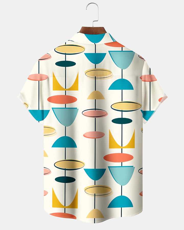 Alohadaddy® Casual Geometric Print Art Button Pocket Cardigan Men&