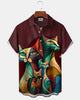 Alohadaddy® Vintage Cat Print Art Button Pocket Cardigan Men's Short Sleeve Shirt