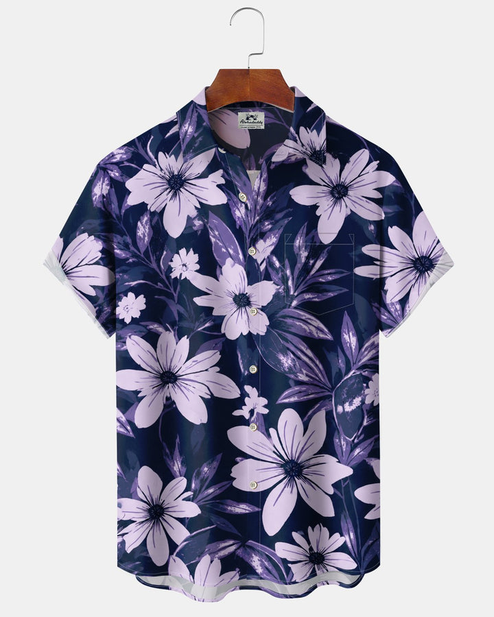 Alohadaddy® Hawaiian Floral Print Art Button Pocket Cardigan Men&