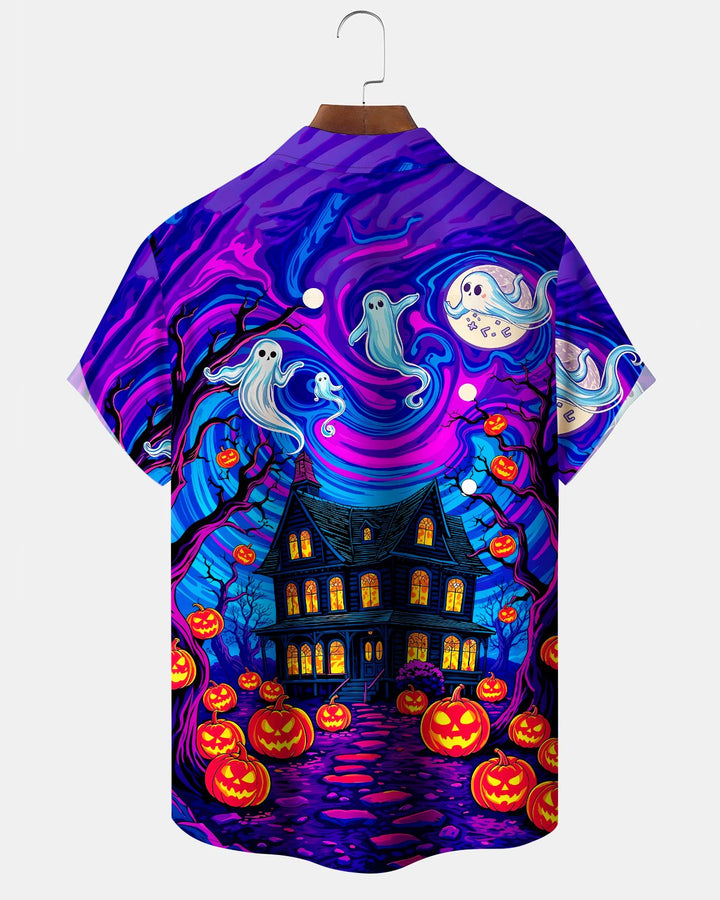 Alohadaddy® Holiday Halloween Graphic Print Button-Down Pocket Cardigan-Style Men&