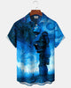 Alohadaddy® Men's Short-Sleeve Button-Down Shirt  Vintage Abstract Art Print with Pocket