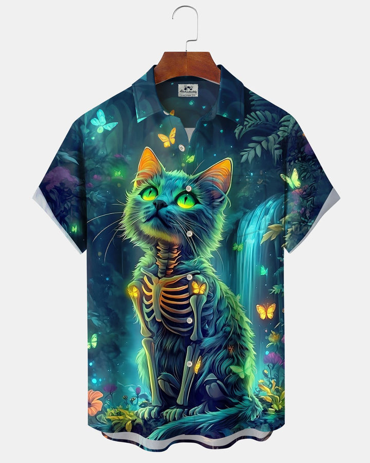 Alohadaddy® Holiday Halloween Graphic Print Button-Down Pocket Cardigan-Style Men&