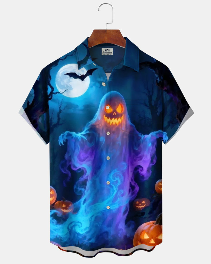 Alohadaddy® Holiday Halloween Graphic Print Button-Down Pocket Cardigan-Style Men&