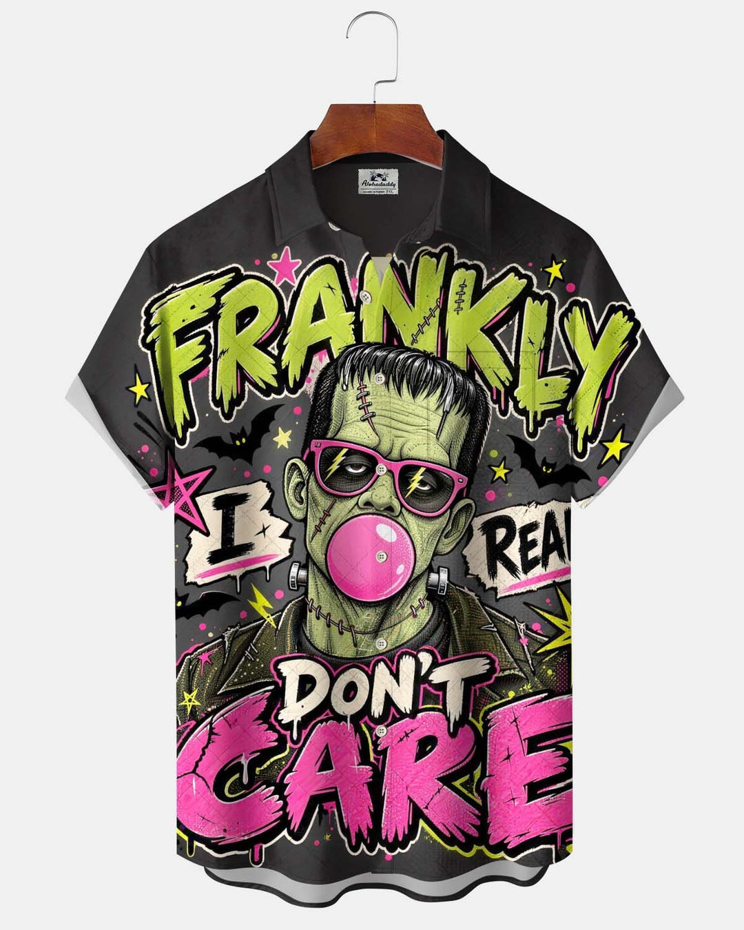 Alohadaddy® Men’s Short-Sleeve Button-Down Shirt Vintage-Style Halloween Print with Pocket