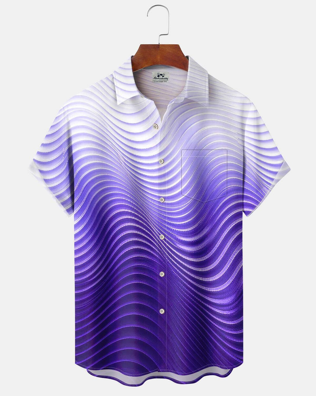 Alohadaddy® Men’s Short-Sleeve Casual Shirt Striped Art-Print Button-Down with Pocket