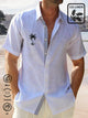 Chemise hawaïenne surdimensionnée en lin bleu hawaïen Alohadaddy, avec poche poitrine et imprimé imitation cocotier, pour les vacances