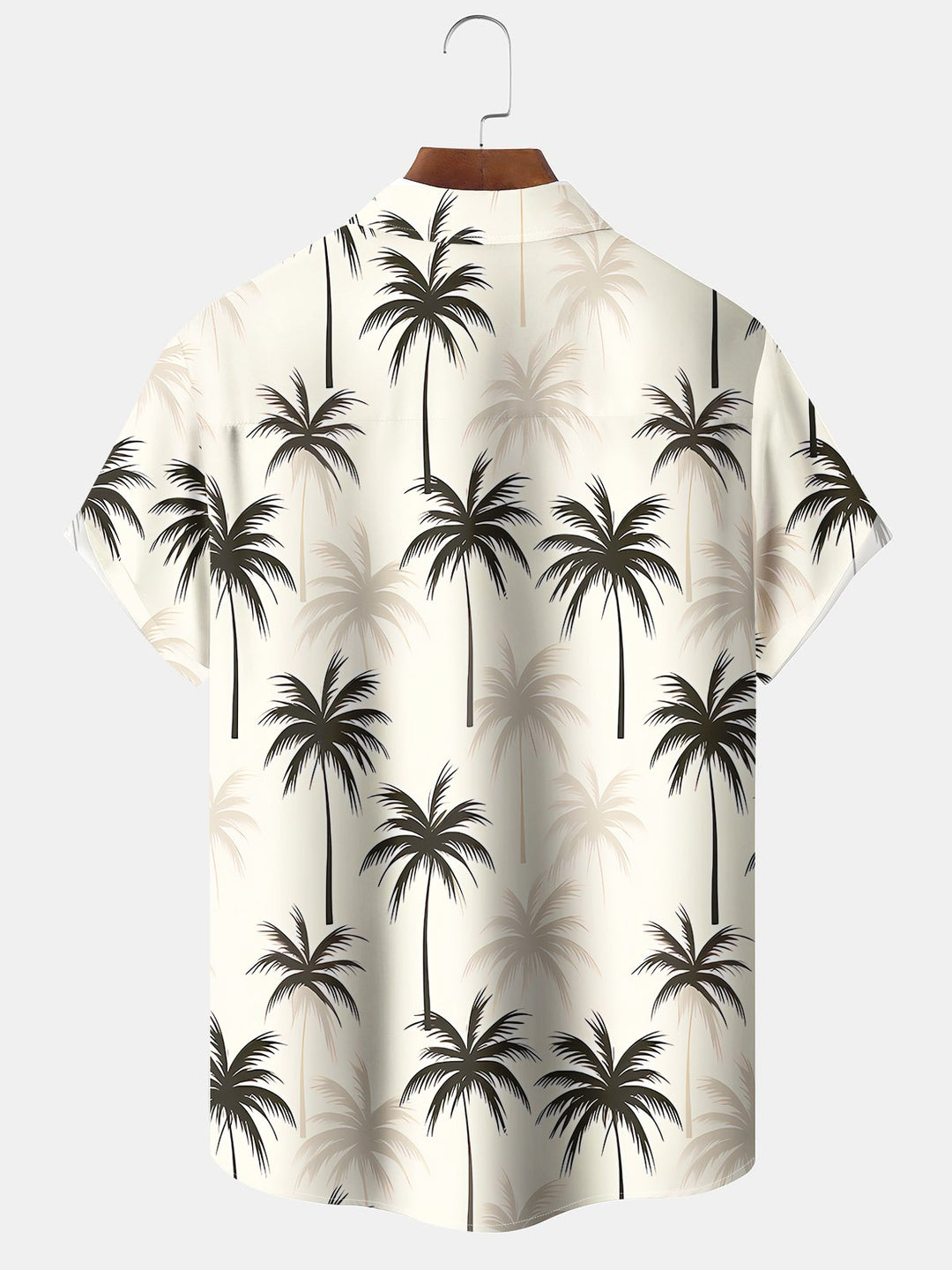 Alohadaddy Hawaiian Palm Trees Print Art Pocket Button Elastic Oversized Shirt
