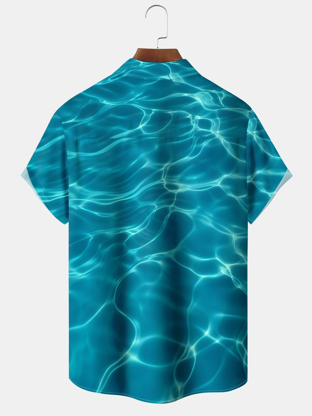 Alohadaddy Hawaiian Sea Water Print Art Pockets Buttons Stretch Large Size Shirt