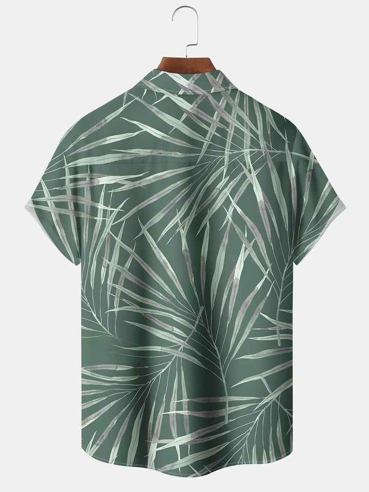 Alohadaddy Hawaiian Palm Leaf Art Print Button Cardigan Pocket Stretch Large Size Long Short Sleeve Shirt