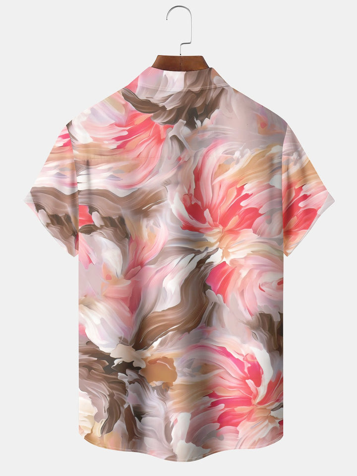 Alohadaddy Casual Gradient Abstract Art Print Art Moisture Wicking Chest Pocket Hawaiian Short Sleeve Shirt