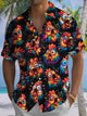 Alohadaddy® Vintage Rooster Art Print Pockets Moisture Wicking Hawaiian Shirt Big & Tall