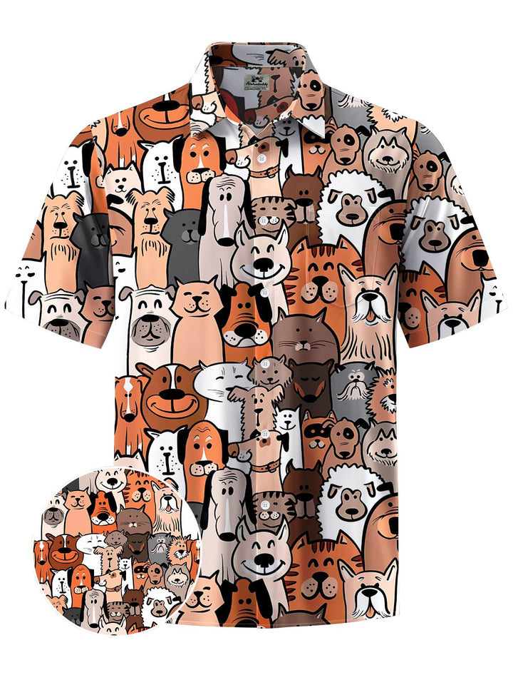 Alohadaddy® Casual Funny Dog Print Chest Pocket Men&