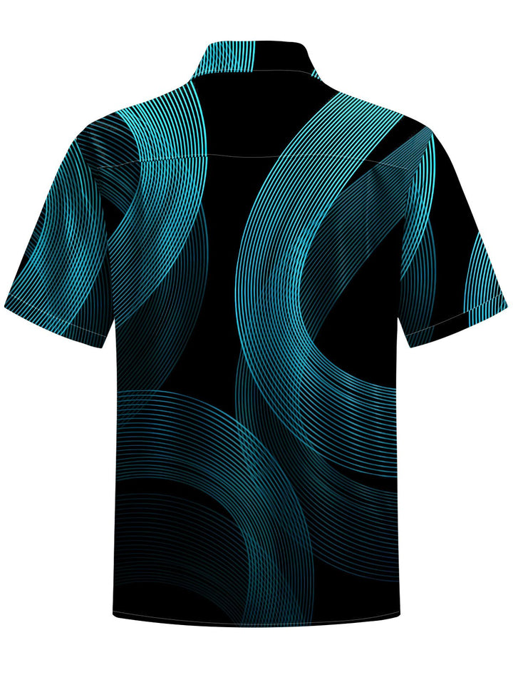 Alohadaddy® Casual Geometric Seaside Print Chest Pocket Men&