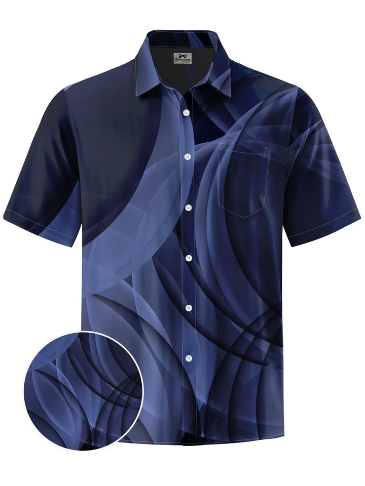 Alohadaddy® Casual Geometric Art Print Chest Pocket Men&