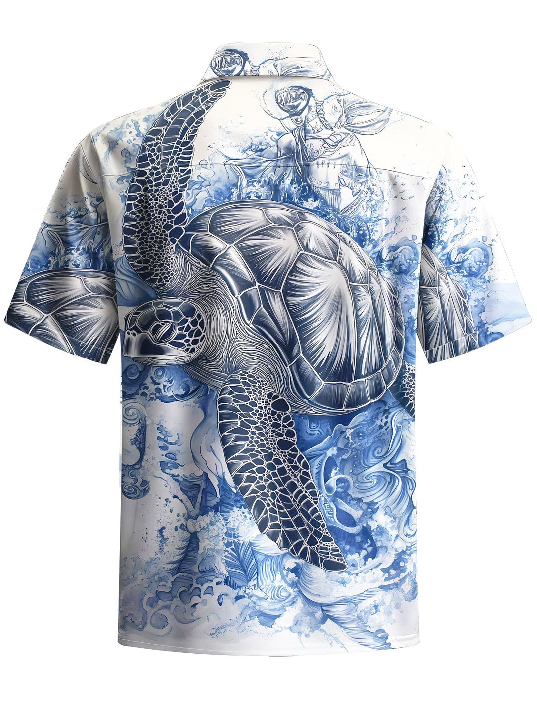 Alohadaddy® Hawaiian Turtle Art Print Chest Pocket Mens Short Sleeve Shirts Big &amp; Tall