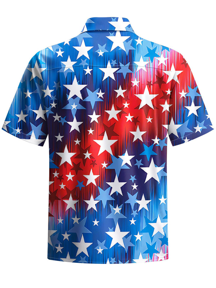 Alohadaddy® Holiday American Flag Day Print Art Chest Pocket Mens Short Sleeve Shirts Big &amp; Tall