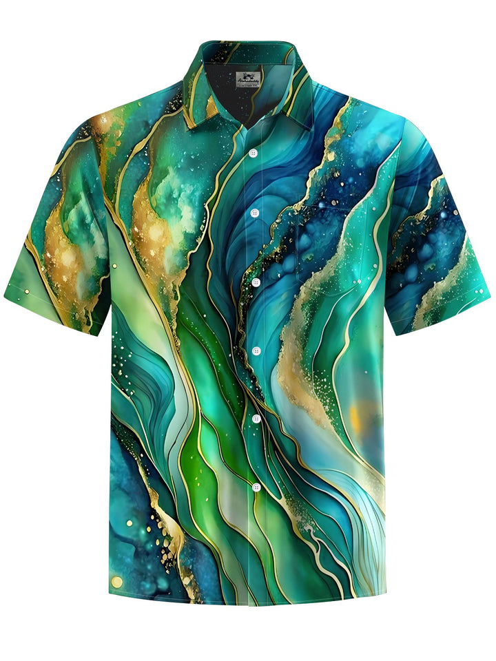 Alohadaddy® Casual Abstract Texture Art Print Chest Pocket Men&