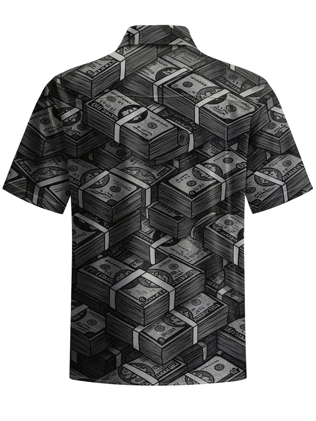 Alohadaddy® Vintage Banknote Art Print Chest Pocket Mens Wicking Short Sleeve Shirt Big &amp; Tall