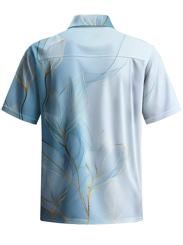 Alohadaddy® Hawaiian Leaves Gradient Botanical Art Print Chest Pocket Men&