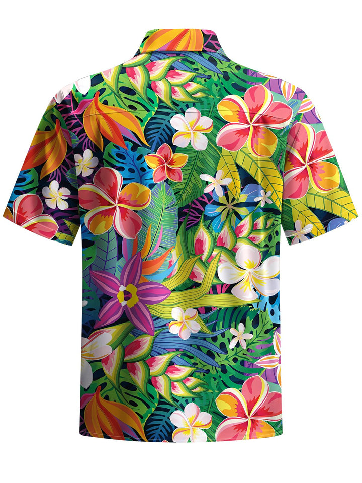 Alohadaddy® Hawaiian Floral Art Print Chest Pocket Men&