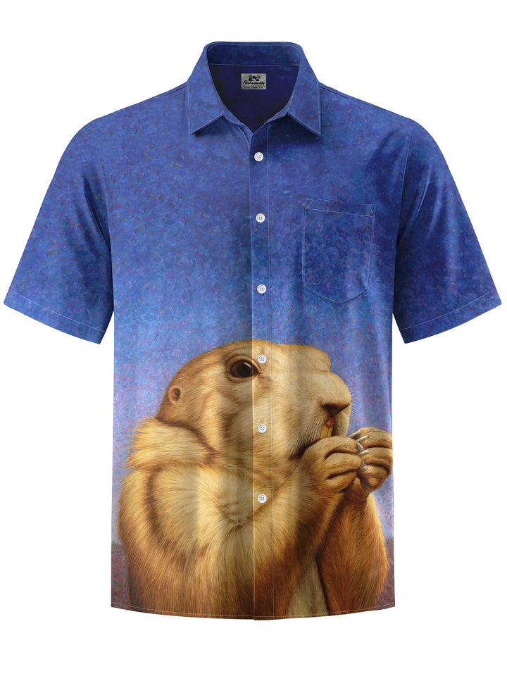 Alohadaddy® Hawaiian Casual Otter Art Print Chest Pocket Men&