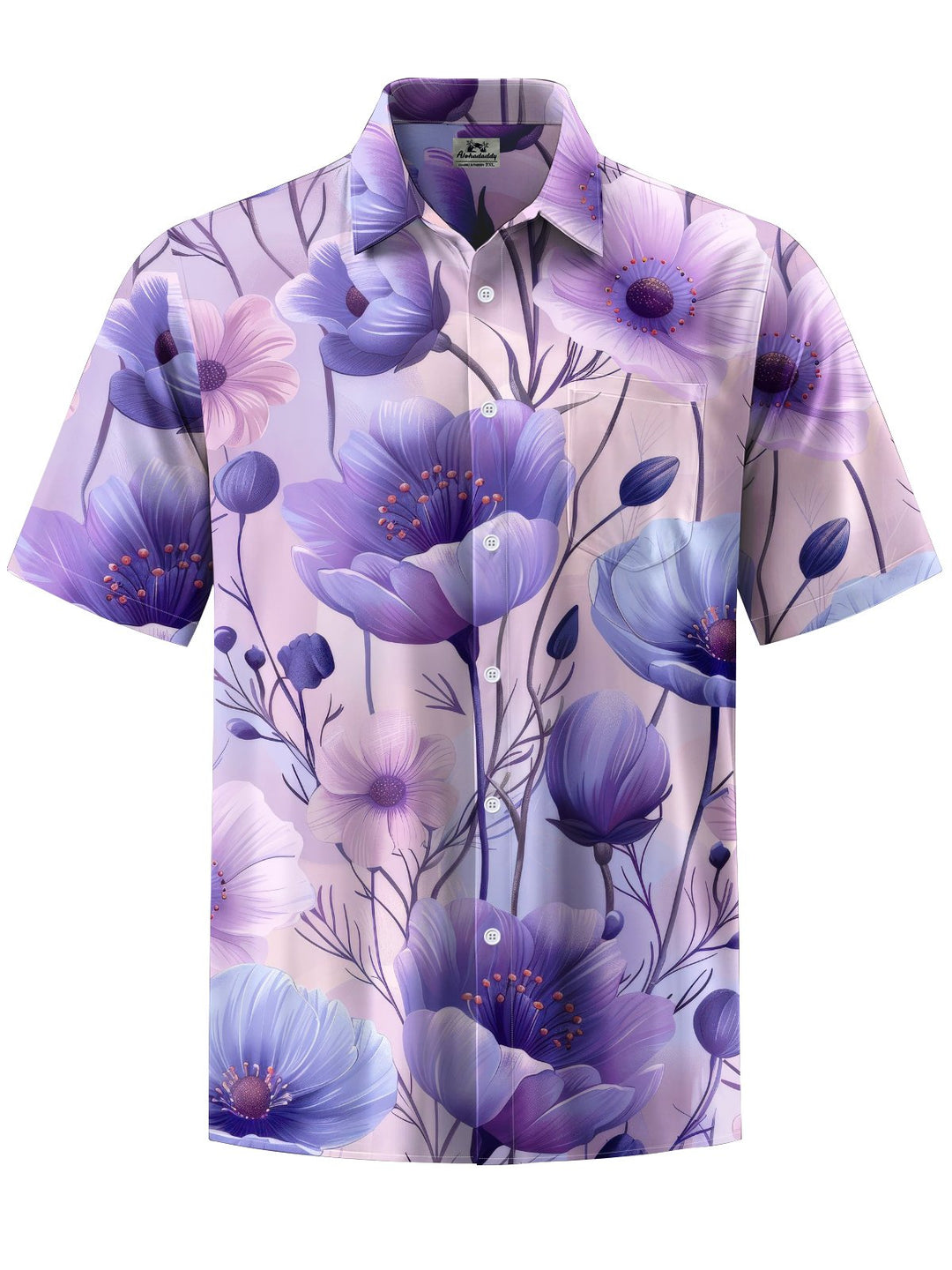 Alohadaddy® Hawaiian Flower Art Print Chest Pocket Men&