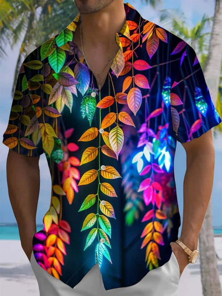 Alohadaddy® Casual Leaf Print Button Pocket Stretch Men&