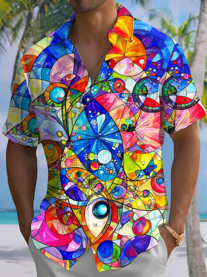Alohadaddy® Casual Graffiti Geometric Print Pocket Stretch Men&