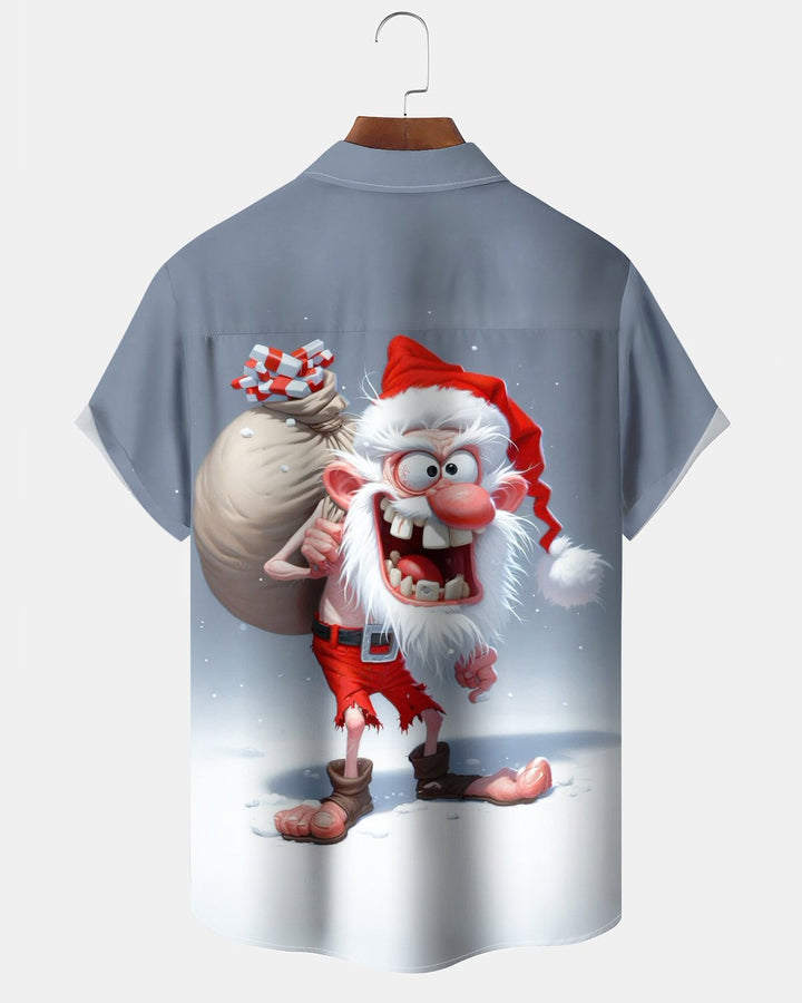 Alohadaddy® Christmas Funny Santa Print Pocket Elastic Button Men&