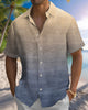 Alohadaddy® Casual Ombre Printed Pocket Elastic Button Men's Long Sleeve Shirt Big & Tall