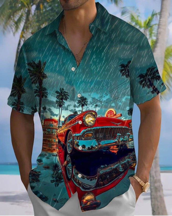 Alohadaddy® Hawaiian Rainy Car Print Art Stretch Men&