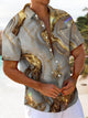 Alohadaddy® Casual Marble Print Art Pocket Stretch Men's Short Sleeve Shirt Big & Tall