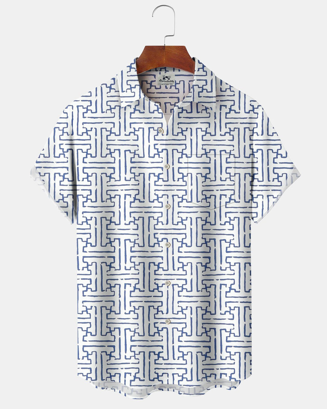 Alohadaddy® Casual Geometric Print Art Button-Down Pocket Men&