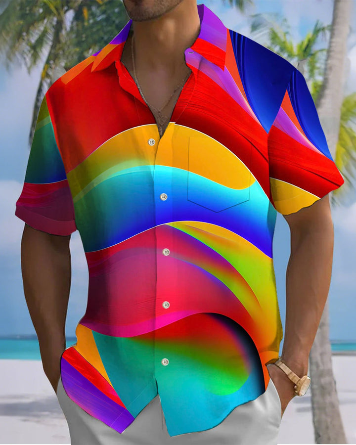 Alohadaddy® Casual Abstract Print Art Button Cardigan Pocket Men&